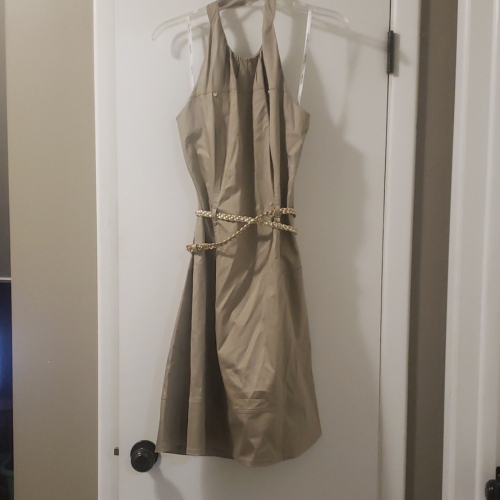 Khaki Calvin Klein Halter Dress